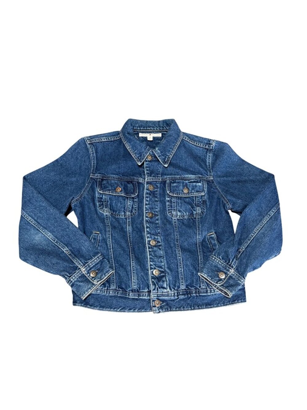Tommy Hilfiger Womens Blue Denim Jacket Trucker Large L/G Classic Fit Casual
